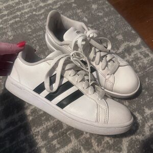 adidas White Sneakers with Black Three-Stripes